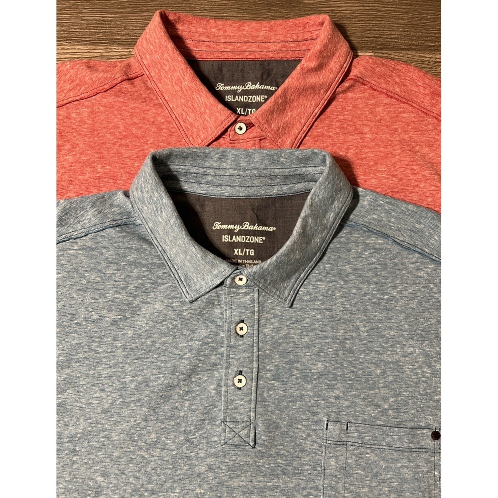 Lot Of 2 Tommy Bahama Island Zone Heathered Short Sleeve Performance Polos Sz XL